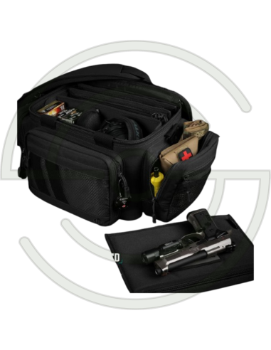 SAVIOR EQUIPMENT [SPECIALIST SERIES] HARD SIDE RANGE BAG, W/ 3X INDIVIDUAL PISTOL BAGS, ADJUSTABLE CENTER DIVIDER, GRIS | SHOOTI