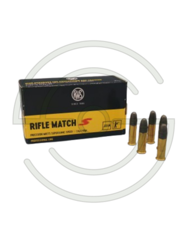 CAROUCHES RWS CAL 22 LR 40GR RIFLE MATCH-S X50 | SHOOTINGSHOP ARMURERIE MODERNE