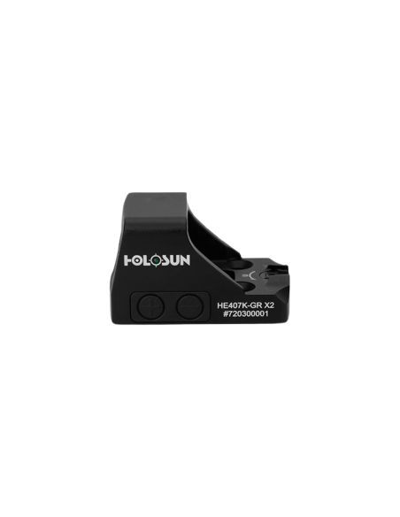 HOLOSUN REFLEX 407K X2 - RETICULE : DOT 6 MOA VERT - BOUTON +/- - SANS ADAPTATEUR | SHOOTINGSHOP ARMURERIE MODERNE