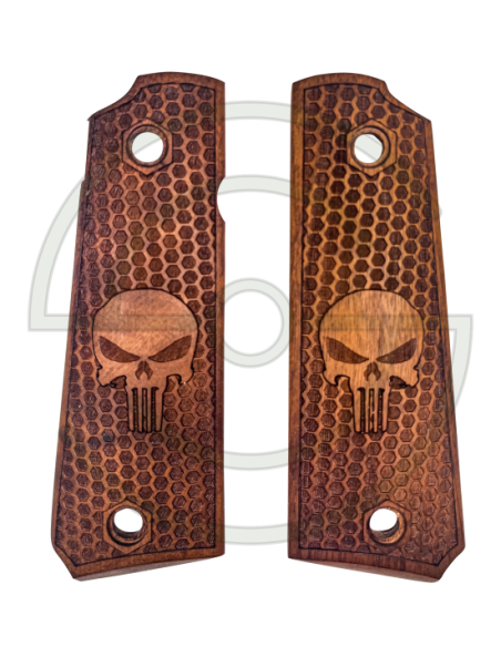 PLAQUETTES BOIS PT1911 NID D'ABEILLE PUNISHER | SHOOTINGSHOP ARMURERIE MODERNE