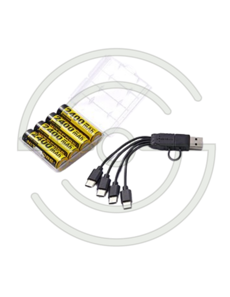 PACK 4X BATTERIES (AA) NH2400 - 2400MAH CHACUN - PORT USB-C | SHOOTINGSHOP ARMURERIE MODERNE